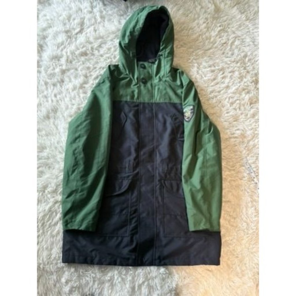 Nautica Mens Green & Black Hooded Long Jacket Size L
